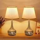 FAISHILAN Touch Table Lamp for Bedroom Set of 2, Farmhouse 3-Way Dimmable Table Lamps for Nightstand with Fabric Shade, Lamps for Living Room，Desk Lamps for Home Office, Black Lamp for Bedroom