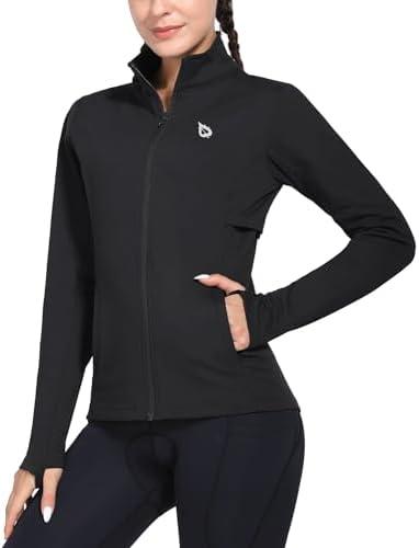 baleaf Women's Fleece Running Jacket Water Resistant Full Zip Winter Cold Weather Gear Thermal Cycling Workout Jackets Large