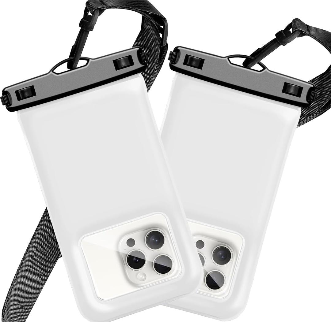 Floatable Soap Bubble Waterproof Phone Pouch/Case with Crossbody Lanyard for iPhone 17 16 Pro Max/15 Pro/14/13/12, IP68 Cellphone Dry Bag Beach Cruise Ship Essentials, 2 Pack-Sand Dollar-7″