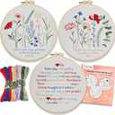 CRAFTILOO Embroidery Kits for Adults Hand Embroidery kit for Beginners with Stamped Embroidery Patterns Starter Embroidery Kit. Needlepoint kit Cross Stitch kit for Teens& Adults Flowers