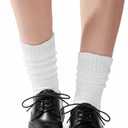Womens Scrunch Crew Socks: Retro Solid Slouch Mid Calf Socks - Cotton Casual Athletic Socks 6-11