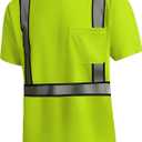 SKSAFETY High Visibility Classic T-Shirts Quick Dry Class 2 Safety Shirts for MenWomen, Quick Dry Reflective Short Sleeve Breathable Birdeyes T-Shirt with Pocket for Construction Work (X-Large, Yellow-04)