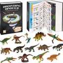 BIWASE Dinosaur Toys for Kids 3-5 5-7, 50 pcs Realistic Dinosaurs with Book & Dinosaurs Learning Cards - Educational Small Dinosaur Figures for Party Favors Gifts, Boys and Girl 8-12 Year Old