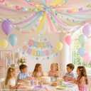 Pastel Party Decoration Kit Crepe Paper Streamers Paper Chains Balloons