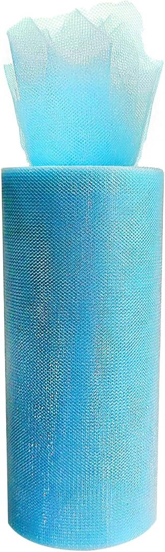 Homeford Glimmer Shiny Tulle Fabric Roll  6-Inch x 25 Yards Spool, Turquoise  Decorative Netting for Crafts, Weddings, Gift Wrapping, and Party Decor