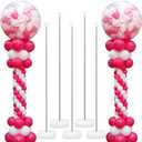 6 Set Heavy-Duty Balloon Column Stand Kit for Floor, 6.6ft Adjustable Metal Telescopic Balloon Tower with Base for Birthday, Wedding, Baby Shower, Graduation Party, Outdoor Indoor Decorations