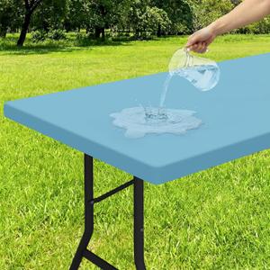 Smiry Rectangle Tablecloth, Elastic Fitted Flannel Backed Vinyl Tablecloths for 4ft Folding Tables, Waterproof Wipeable Table Covers for Indoor, Outdoor, Picnic and Camping (Aqua, 30"x48")