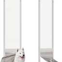 Dog Door for Sliding Glass Doors, Adjustable Height 76 1/8"-80 7/8" Aluminum Frame Tempered Sliding Door Dog Doors Insert with Lock, 10" x 15" Flap Size for Large Dogs