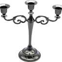 Black Candelabra Candle Holders for Pillar Candles 10.6 inch Tall, 5 Candle Candlestick Holder for 1/2-1 inch Taper Candles Halloween Candelabra Decoration Easy Assembly (Black Glossy-3 Arm)
