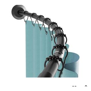Zenna Home Matte Black, Curved Shower Curtain Rod, Tension or Permanent Mount, Easy Install, Rounded for Extra Room, 50 to 72 Inches