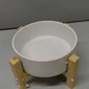 Elevated Ceramic Cat Bowl - Cat Food Bowl with Bamboo Stand - Raised Dog Dish for Puppies - Anti Vomiting, Stress Free - 13.5 oz / 400 ml - White (Small)
