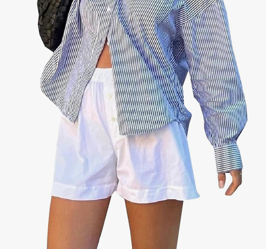 Summer Plaid Shorts for Women Pajama Lounge Gingham Boxer Bottom Going Out Elastic Waist Wide Leg