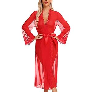 RSLOVE Lingerie for Women Sexy Long Lace Kimono Robe Mesh Chemise Lace Gown Swimsuit Cover Up, M RSLOVE Lingerie for Women Sexy Long Lace Kimono Robe Mesh Chemise Lace Gown Swimsuit Cover Up, M