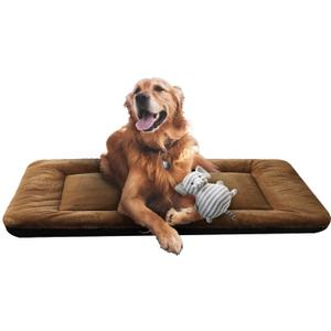 Dog Beds Crate Pad for Large Dogs Ultra Soft Dog Crate Bed Washable & Anti-Slip Kennel Pad for Dogs Cozy Sleeping Mat,Brown 42inch