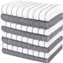AIDEA Kitchen Towels-8PK, Super Soft and Absorbent Drying Towels for Dishes, Microfiber Cleaning Cloth Multi-Purpose Dish Towels for Kitchen, Home-Grey/White -18x26
