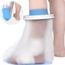 Waterproof Foot Cover for Shower Adult, Foot Cast Covers with Non-Slip Padding Bottom, Watertight Ankle Foot Cast Protector for Surgery Bandage Dressing Wound, Reusable