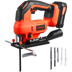 VEVOR 20V Brushless Cordless Jig Saw, 7/8" Jigsaw Tool for Makita 18V Battery, 3500 SPM & 6 Variable Speed, Battery & Charger, LED Light, 0-45 Bevel Cuts, 6 Blades, 4 Orbital Settings, Wood & Metal