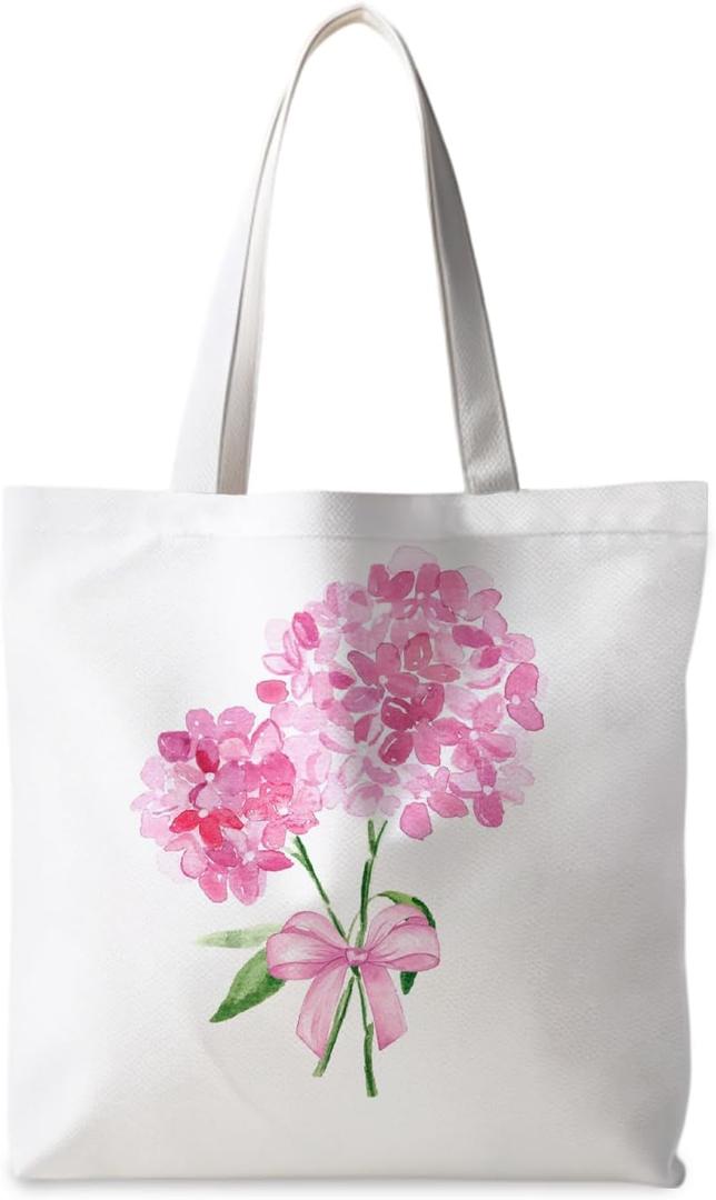 Blue Hydrangea Floral Canvas Tote Bag, Hydrangea Gifts, Summer Girly Floral Flower Shopping Tote Bags