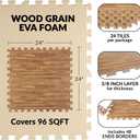 Foam Floor Tiles - 96sqft Wood Grain Interlocking Foam Tiles with Border - Foam Play Mat Playroom or Gym Flooring for Home Gym by Stalwart (Light)
