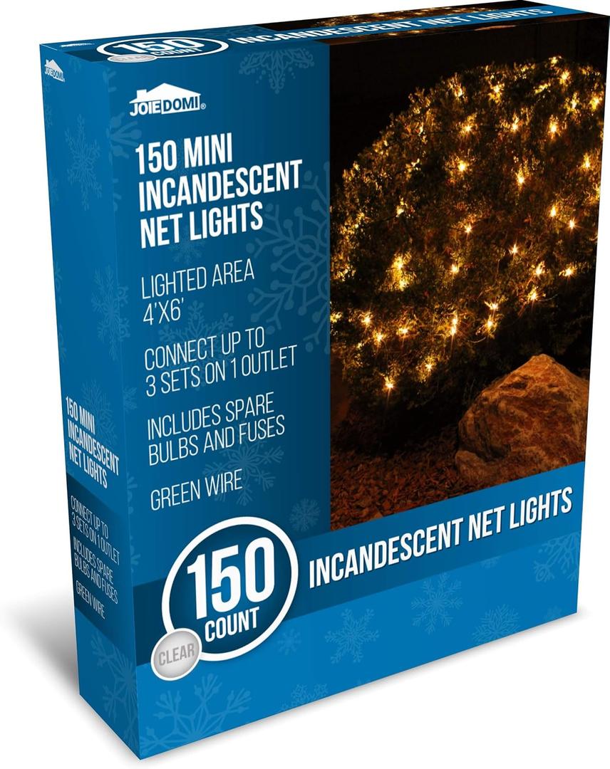 Joiedomi Christmas Net Lights,150 Warm White Net Lights for Indoor & Outdoor Decorations, Christmas Eve Night Decor, Tree, Bushes