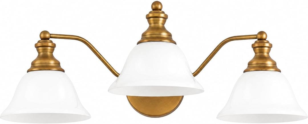 3 Light Brass Vanity Light, Brushed Brass Bathroom Mirror Light Fixture, 23.6" L Vintage Luxury Bathroom Wall Sconce, E26 Base Hardwired Vanity Lighting Over Mirror for Bathroom Bedroom Dressing Room