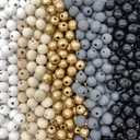 Round Wood Beads 10mm x 9mm Diameter with 3mm Hole, Farmhouse Mix, 500