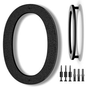 8 Inch Large Floating House Numbers, Black Modern House Number for Outside, Home Address Numbers for Outdoor Garage Gate Wall Street (0)