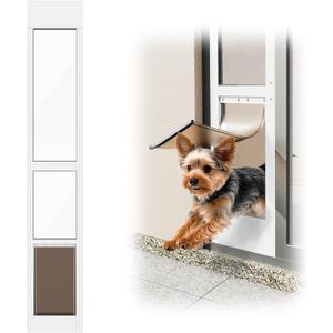 Doggy Door for Sliding Glass Doors, Adjustable Height 75 3/5" to 80", Aluminum Frame Sliding Door Dog Door Insert, Suitable for Medium Dogs Up to 30 lbs(Medium,White)
