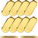 10PCS Stainless Steel Serving Tray Set Gold Platters for Serving Food Extra Small Metal Trays Decorative 7" Long Plate Oval Storage Trays Thickened Serving Dishes for Party Buffet Sushi Snack