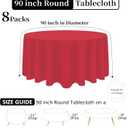 8 Pack Red Round Tablecloth 90 Inch Red Table Cloth Wrinkle Resistant Reusable and Washable Polyester Fabric for Holiday Buffet Wedding Party and Banquet