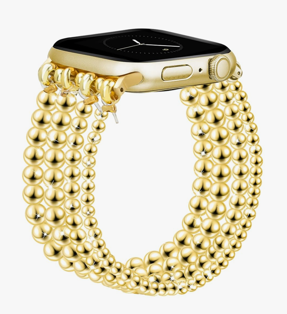 JR.DM Beaded Bracelet Women Compatible with Apple Watch Bands 40mm 42mm 41mm 44mm 38mm 45mm 46mm Dressy Fancy Cute Stretchy Elastic Jewelry Strap Replacement for iWatch Series 10/9/8/7/6/5/4/3/2/1/SE