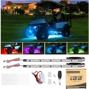 10L0L Golf Cart Underglow LED Light Strip Kit, 14 Modes Underbody Glow Neon Lighting with Wireless Remote Control, Sound Active, Water Resistant Flexible Tubes 126-LEDs 86 Inch 2 Pack