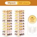 Dayacoco 12 Count Cupcake Containers, 20 Pack Stackable Cupcake Carrier with 250 Pack Cupcake Liners, Plastic Cupcake Boxes Holders, Clear Cupcake Disposable Trays for Baking, Parties, Gifting