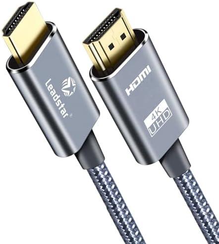 LEADSTAR HDMI Cable 4K 15 ft / 4.5m, High Speed HDMI 2.0 Cord Braided | 4K@60Hz, Ultra HD, 2160p, ARC, HDR, 3D, HDCP 2.2 | for Xbox, PS5, TV, Laptop, Monitor