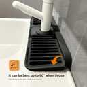 ZJWZLG Faucet Mat for Kitchen Sink, 17.7"X5.5" Silicone Sink Splash Guard with Soap Holder, Snap-On Design & 7slope Fast Drain, Folding Sink Faucet Mat for Universal Kitchen Bathroom Sink Black