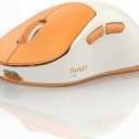 hunart H6 49g Wireless Mouse, Bluetooth & 2.4GHz Rechargeable Mouse, Lightweight Silent Ergonomic Mouse with USB-C Charging, Portable Right-Hand Office Mouse for Laptop, PC, MacBook, Office(Orange)