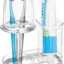 mDesign Plastic Toothpaste and Toothbrush Holder Center with Cup/Cover - Organizer for Bathroom Vanity Countertop - Holds Paste, Floss, Accessories - Hyde Collection - Clear