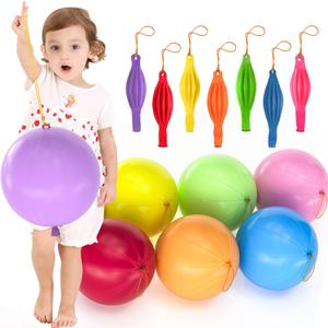 36pcs Punch Balloons Thickened neon Heavy Duty Punching Balloons with Rubber Bands Handle, 7 Colors Fun Bounce Balloons Birthday Party Favors for Kids Party Decorations