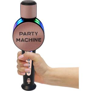 Singing Machine Wireless Karaoke Microphone for Kids & Adults, Party Machine Mic (Rose Gold) - Portable Handheld Bluetooth Microphone with Speaker & Voice Changer Effect - Karaoke Mic for Singing