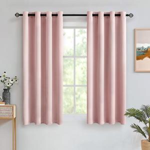 MIULEE Room Darkening Curtains Thermal Insulated Black Out Drapes Solid Window Treatment Grommet Light Blocking Blackout Curtain for Living Room Bedroom 2 Panels Set 52 x 54 inch Length Baby Pink
