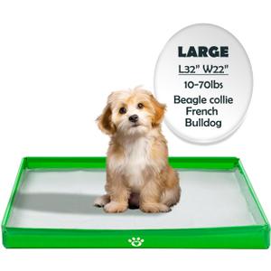 MEEXPAWS Dog Pee Pad Holder Foldable, Puppy Pad Holder Liner Base High Side, Dog Litter Box Indoor for Large Dog 33x22, Training Pad Holder Leak-Proof, Potty Pad Holder for Dogs Easy Clean (Green)