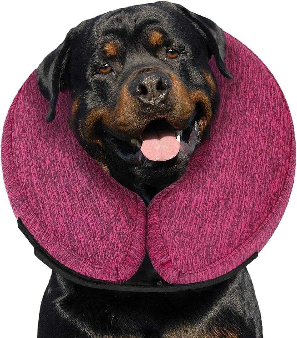 MIDOG Inflatable Dog Cone Alternative for After Surgery - Soft Protective Donut Collar Prevents Licking & Allows Eating, Comfortable Recovery E-Collar Alternative for Small Medium Large Dogs (Rose,XL)