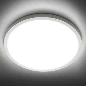 SunRider LED Flush Mount Ceiling Light Fixture, 5000K Daylight White, 2400LM, 12 Inch 24W White Round Flat Bedroom Lights, 240W Equiv. Non-Dimmable