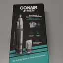 Conair Men Ear, Nose and Eyebrow Trimmer, Patented 360 Bevel Blade for No Pulls, Nicks or Cuts , Nose Hair Trimmer for Men, Non-Slip Grip, 5-Piece Kit with Travel Case (1 Count (Pack of 1))