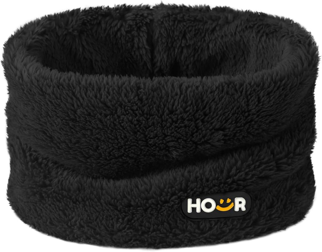 Polar Fleece Kids Neck Warmer Infinity Scarf Winter Neck Gaiters For Boys Girls Face Cover Ski Mask (Black)