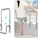 Bath Tub Handles for Seniors Shower Rails Elderly Adults Safety, Bathtub Clamp Grab Bars Helper No Drill, Handicap Bathroom Tub Support Bar Assist Devices, Help Getting Out of Bathtub