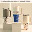 3 x Print Boot for Stanley, Rubber Cup Bottom Protector Sleeve Accessories for Stanley Quencher H2.0 FlowState Tumbler 40oz / Adventure Quencher Tumbler 40oz (Blue)