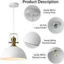 12 Inch Sandy White Farmhouse Pendant Lights for Kitchen Island Industrial Adjustable Height Vintage Dome Hanging Light Fixtures for Barn,Dining Room 1 Pack