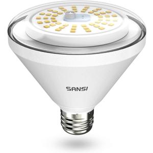 SANSI 200W Equivalent LED Grow Light Bulb, BR30 24W Full Spectrum Grow Bulb with 120 Wide Beam Angle, 4000K Daylight White IP54 Waterproof Plant Lights for Indoor Outdoor Plants