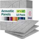 Acoustic Panels 12-Pack Soundproof Wall Panels 12"x12"x0.4" Decorative Sound Dampening for Your Home, Office, Studio, Bedroom & More with Unique ModuArc Carving [Smoky White]